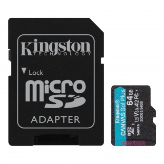 Card micro SDXC 128GB Clasa 10 UHS-I + adaptor SD Canvas GO Plus, Kingston SDCG3/128GB